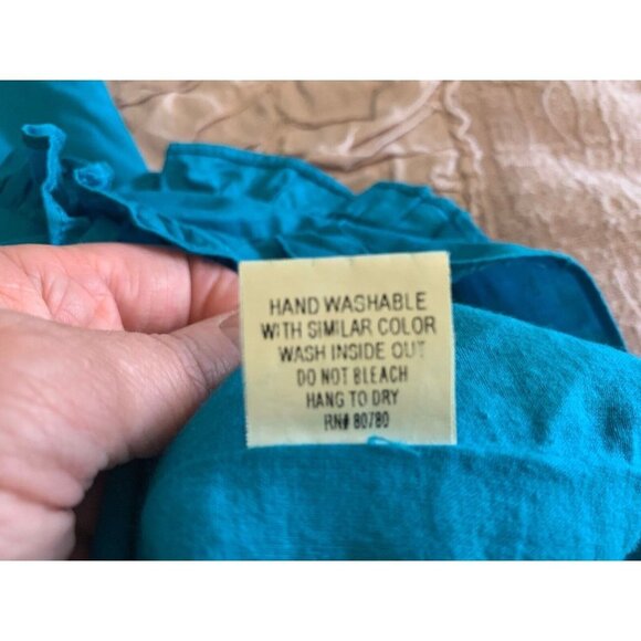 Paula KC Bright Blue Sleeveless Summer Party Deep V-neck Cotton Lined Dress M - Picture 9 of 10